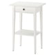 HEMNES white wood bedside table, single drawer & shelf.