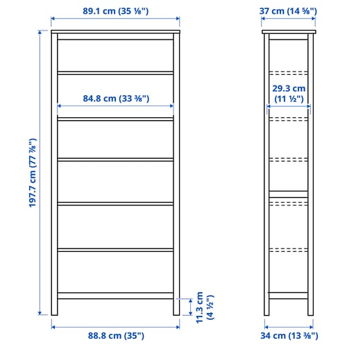Illustration with measurements for the product: HEMNES.