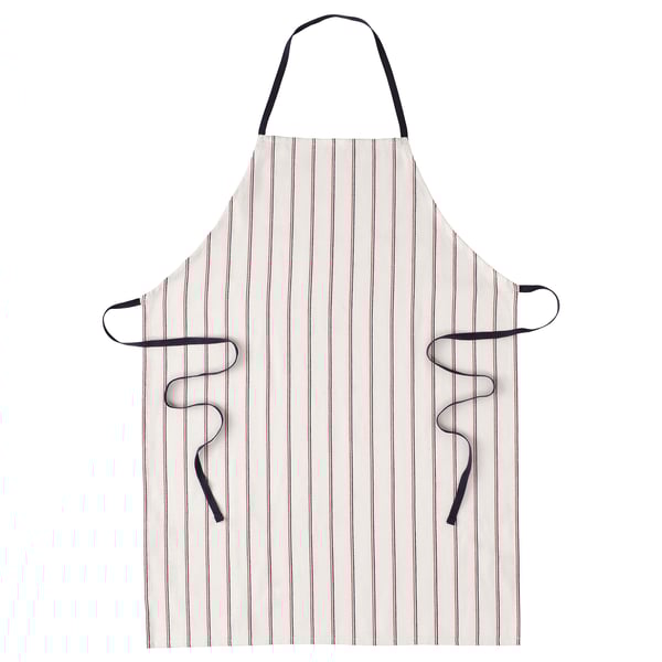 Apron named HILDEGUN with black and red stripes, made from cotton.