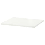 White HJÄLPA shelf, square shape, smooth surface, modern design, made of recycled materials.