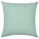 Square mint green cushion. Simple, solid colour, smooth texture.