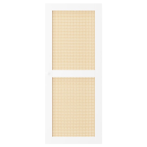 HÖGADAL white door with woven bamboo panels for billy bookcase, unique natural look.