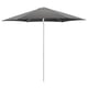 Open grey patio umbrella with aluminium pole