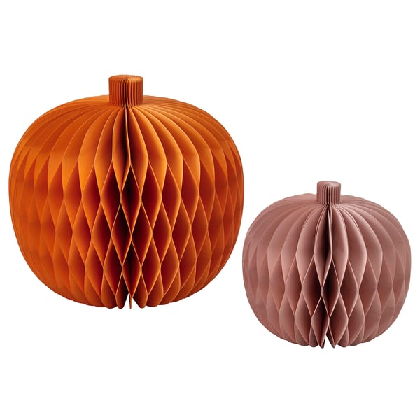HÖSTAGILLE Decoration set of 2, paper pumpkin