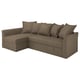HOLMSUND gray sofa bed, l-shaped, textile, plush pillows, with storage.