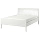 A white IDANÄS bed frame with a vertical slatted headboard, a clean design, and sturdy construction.