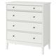IDANÄS white high chest, four drawers, simple classic design, soft-close drawers.