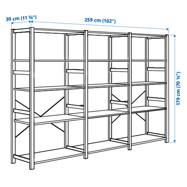 Illustration with measurements for the product: IVAR.