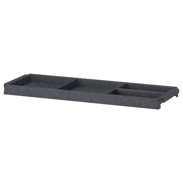 IVAR, black felt shelf, rectangular, 3 compartments, wall-mounted, material: polyester & steel.