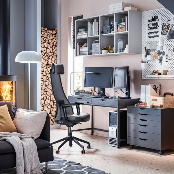 JÄRVFJÄLLET Office chair with armrests, Glose black