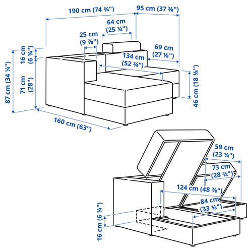 Illustration with measurements for the product: JÄTTEBO.
