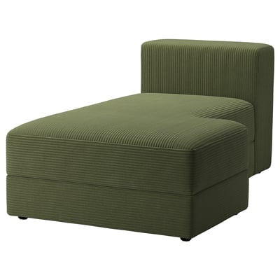 JÄTTEBO green chaise lounge module, modern design with ribbed texture, right-side facing, l-shape.