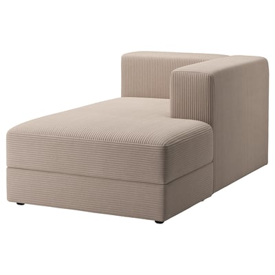 An off-white JÄTTEBO chaise longue sofa module with striped fabric, featuring a soft, curved shape and comfortable seating.
