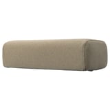 Comfy beige footstool with soft, plush fabric. Rectangle shape, minimalist design. Perfect for relaxation.