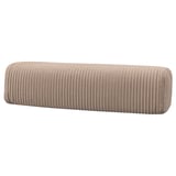 JÄTTEBO cushion in soft beige corduroy, cylindrical shape with textured design, made from recycled polyester.