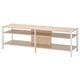 JÄTTESTA tv bench with bamboo shelves and metal legs.