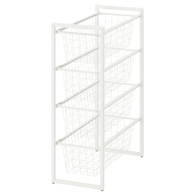 White JONAXEL storage shelf with five wire baskets.