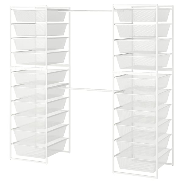 JONAXEL white metal storage system with multiple mesh baskets.