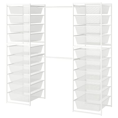 JONAXEL white metal storage system with multiple mesh baskets.