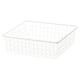 A white JONAXEL wire storage basket, rectangular, with a grid design for ventilation, ideal for organising and storing folded clothes or accessories.