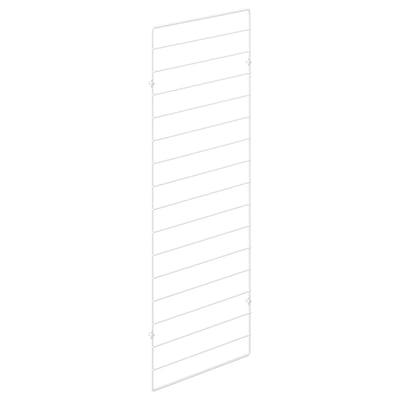 A JOSTEIN storage grid made of powder-coated steel. It is white, rectangular, and horizontal lines for hanging accessories.