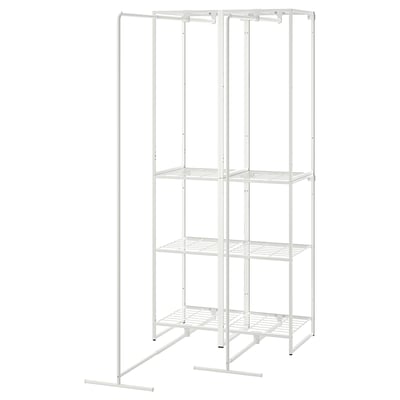 White JOSTEIN storage with steel shelves, indoor/outdoor.