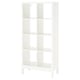 KALLAX white shelving unit; open cube design, modern shape, versatile storage.