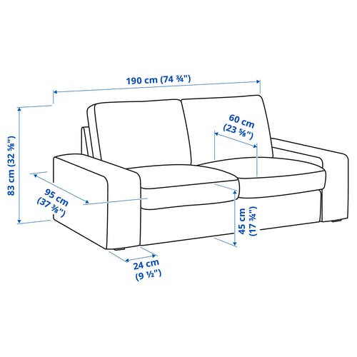 Illustration with measurements for the product: KIVIK.