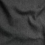 Close-up of textured fabric, showing intricate, lustrous design. Soft, recycled polyester and cotton blend.