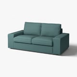 KIVIK sofa, teal corduroy, modern design, two-seat, plush cushions.