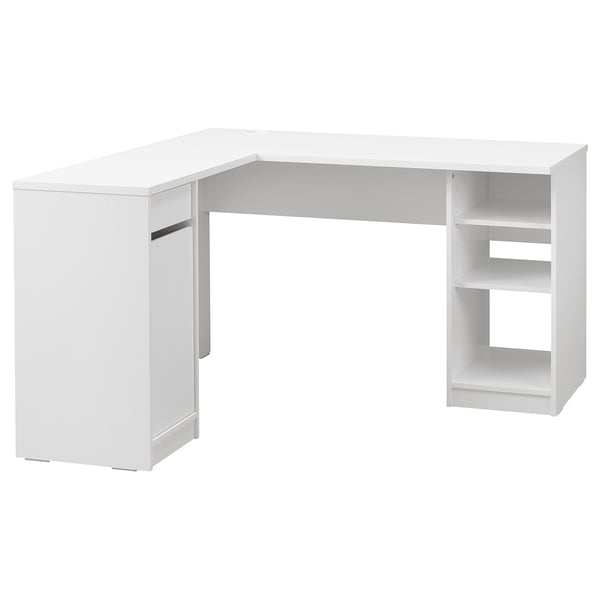 KJELLARNE l-shaped desk - sturdy, space-efficient with shelves & drawers