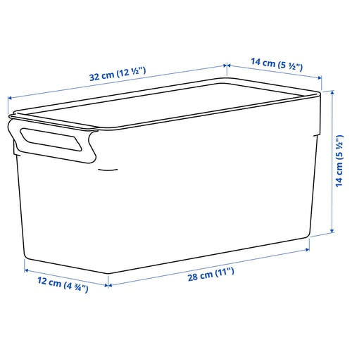 KLIPPKAKTUS Storage box for fridge, transparent, 32x14x14 cm