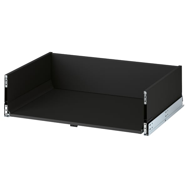 Black KNIVSHULT drawer, sleek design with dark finish, smooth operation, full extension, steel runners.