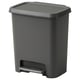 Grey KNÖCKLA pedal bin, rectangular, made of plastic.