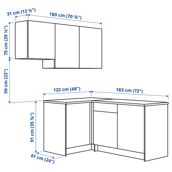 KNOXHULT Corner kitchen, white frame