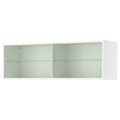 KNOXHULT white wall cabinet sleek, handle-free sliding glass doors. It offers practical storage solutions with adjustable glass shelves.