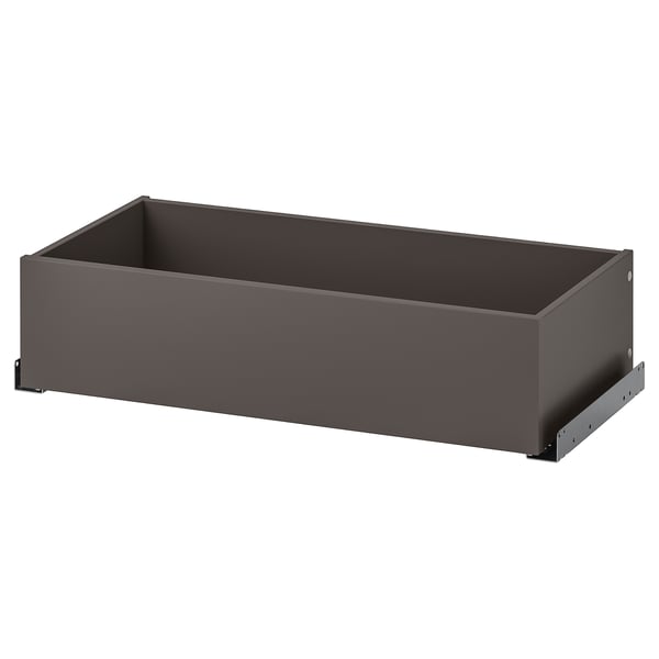 Grey KOMPLEMENT drawer for pax wardrobe, minimalist design with semi-matte finish.