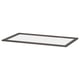 A rectangular glass shelf, framed in dark grey, designed for storage and display.