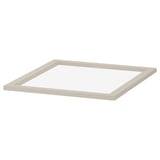 KOMPLEMENT glass shelf, light beige, rectangular shape with bevelled edges, made of tempered glass.