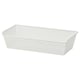 A white mesh storage basket named KOMPLEMENT. Its rectangular, made of steel, and has a fresh, airy design.
