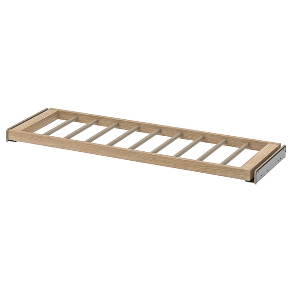 KOMPLEMENT trouser hanger - light wood, steel frame, slatted design - easy pull, soft close.