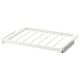 An ikea KOMPLEMENT white trouser hanger with a sliding design for easy access.