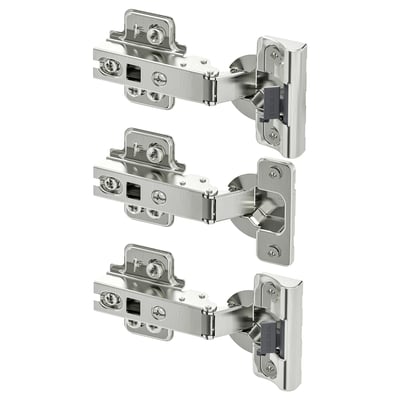 KOMPLEMENT nickel hinges; set of three, stainless-steel, with integrated damper; soft close mechanism.