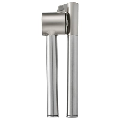 Garlic press KONCIS, silver, aluminum&stainless steel, cylindrical design with handle.