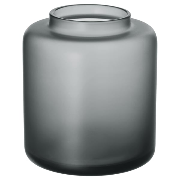 KONSTFULL grey ceramic vase, wide-mouthed, elegant & tactile, perfect for flowers.