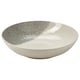 KRUSTISTEL bowl, grey and white, shallow, round, stoneware with textured glaze.