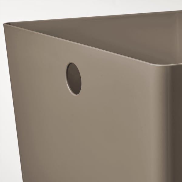 KUGGIS storage box, smooth beige plastic, oval handle, quality design.