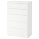 White KULLEN chest of 5 drawers, minimalist design with clean lines.