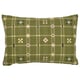 KUSTGRAN olive-green cushion, grid pattern, rectangular, handwoven cotton.