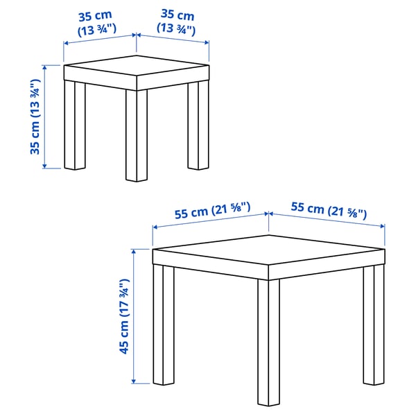 Illustration with measurements for the product: LACK.